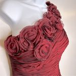 Bill Levkoff Burgundy One Shoulder Flower Cocktail Dress Size 10 Photo 3
