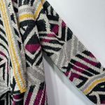 Lucky Brand Long Gray Black Purple & Yellow Aztec Design Open Front Cardigan M Photo 6