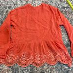 Johnny Was  Leonie Pintuck Blouse - Coral/Salmon Eyelet Lace - Size Small Photo 2