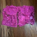 Pink sheer tube top with roses. Size M Photo 0