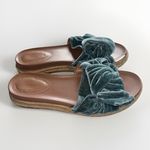 ZARA  Velvet‎ Bow Sandals Slides Espadrilles 39 Blue Teal  Open Toe Boho Classic Photo 2