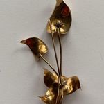 Jordan 10K by Gold Floral Brooch with Blue Gemstone Photo 4