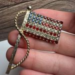 American Flag / Patriotic Top Hat Rhinestone Brooch Pin Lot Of 3 Please Read Photo 8