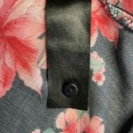 ZARA  Woman Blue Orange Floral Button Up Blouse‎ Size M Collared Flowy Semi Sheer Photo 7