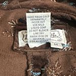 Live a Little Vintage Corduroy Brown Floral Embroidered Jeweled Button Blazer M Photo 6