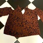 Mossimo Animal Print Leopard Cold Shoulder Top Rust Chocolate Brown Red Pink Med Photo 5