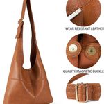 Montana West  Hobo Shoulder Bag Vegan Leather‎ Purse Women's Tan Foldable Slouchy Photo 4