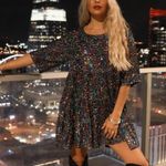 Amazing Lace  Oil Slick Sequin Tiered Babydoll Concert and Party Mini Dress XL Photo 10