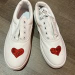 SheIn While Canvas Sneakers with Red Glittery Heart. Size 39. Never worn. Valentine Photo 5
