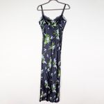 Veronica Beard Bixie Silk Satin Stretch Lace Trim Tank Slip Dress Blue Floral 2 Photo 1