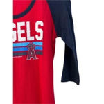 MLB Angels Womens 3/4 sleeve Baseball Round‎ neck 100% Cotton T Photo 2