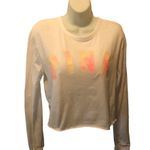 PINK - Victoria's Secret PINK VS Y2K Cropped LS Spell~Out Tee Sz. S White Lace Up Back Beachy Summer Vibe Photo 2