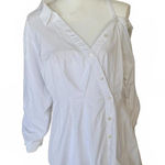 Veronica Beard Off Shoulder White Button-Down Blouse Size 14 Photo 0
