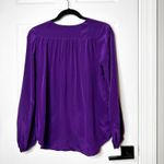 Lavender Brown  Purple 100% Silk Tie Neck Long Sleeve Blouse Top Women's Size S Photo 5