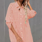 SheIn  Coral and White Striped Dress Photo 0