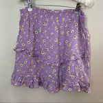 Abound  Skirt Mini Purple Floral Ruffle Stretch Smocked Waist Josie Photo 1