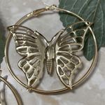 Gold Oversized Butterfly Decor Hoops Photo 6