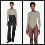 ANINE BING ππ Lane Bodysuit ~ Ribbed Scoop Neck Oat NWOT Photo 6