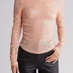 Free People Womens S Unapologetic Sequin Long Sleeve Top in Peach NEW Photo 0