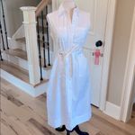 SheIn White Cotton Shirt Dress Midi New Photo 6