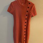 Free People Lottie Coral Pink Ribbed Button-Front Mock Neck Sweater Dress Photo 0
