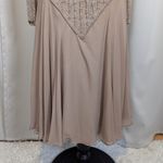 Oleg Cassini 80s 90s Vintage  Couture Formal Beaded Crêpe Dress Beige Size 6 Photo 13