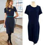 Boden Elsa Ottoman Sheath Dress Ribbed Navy Blue Size US‎ 18L Tall Photo 1