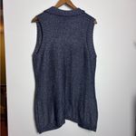 Chico's  Navy Blue Shimmer Open Chunky Knit Grandmacore Vest with Pockets Photo 7