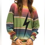Aviator Nation RARE  Tulum Serape Bolt Stitch Crop Sweatshirt Small EEUC 🥰 Photo 0