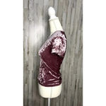 Free People  Women's Size Small Pink‎ Velvet Short Sleeve Baby Tee Top Casual Photo 4