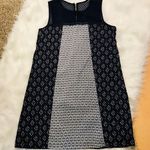 Xhilaration navy blue multi print sleeveless Shift Dress crochet details large Photo 0