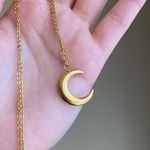 Handmade gold stainless steel celestial whimsical vintage simple moon necklace🌟 Photo 4