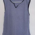 Carolyn Taylor By Design Sz L Sleeveless Knit Top Blue & Navy Striped Photo 0
