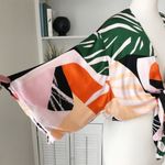 Revolve Skye & Staghorn Eddie Kimono Tie Top M Satin Tropical Mod Palm Print Pink Size M Photo 6