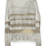 BeachLunchLounge  Striped Open Knit Sweater Size M Neutral Beige White Pullover Photo 0