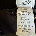 Cache Vintage  Black Open Front Vest With Silk Ruffle Lined Size 8 Photo 5