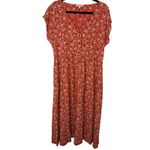 Madewell  Piazza Floral Button Front Midi Dress Red White Size L Boho Cottagecore Photo 1