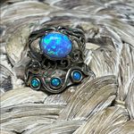 Israeli Artisan Blue Opal Ring in Silver Setting Photo 1
