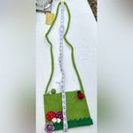 Felt shoulder bag whimsical mushroom ladybug floral design Gift NWT Green Photo 6