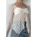 Kimchi Blue Kimchi‎ Blue White Lace Sheer Long Sleeve Babydoll Top Y2K Romantic Boho Size S Photo 1