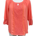 Valerie Stevens  Coral Lace Trim Blouse Women’s XL Photo 0