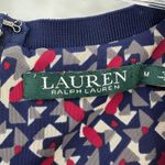Lauren by Ralph Lauren Blue Geometric Crew Neck Short Sleeve Knit Top Medium Photo 6
