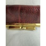 Pierre Cardin Vintage Mini Burgundy Leather Coin Purse with Gold Kiss-Lock Bow Photo 3