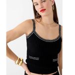 J.Crew Contrast-trim cable-knit sweater tank Black White Size Medium Photo 0