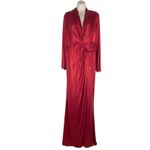 Tadashi Shoji  Metallic Long Sleeve Evening Gown Deep Red Size XXL Photo 5