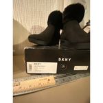 DKNY Women's US 8.5 Wedge Heel Zip Up Ankle Boot Black Faux Fur Comfortable Photo 2