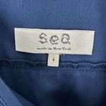SEA NY Blue Cotton Big Button Pocket Wrap Front Skirt Size 4 Photo 5
