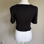 Wilfred  Free Black Pocket Crew Neck Cropped Twist Short Sleeve Blouse Womens XS Photo 2