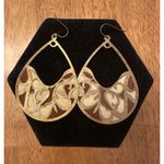 Large Dangle Earrings Pierced Lightweight Metal Artsy Boho Cream Brownish Red Photo 0