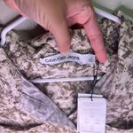 NWT Calvin Klein Jeans Tencel Button Modest Collared Sleeveless Top Snakeskin 1X Gray Photo 4